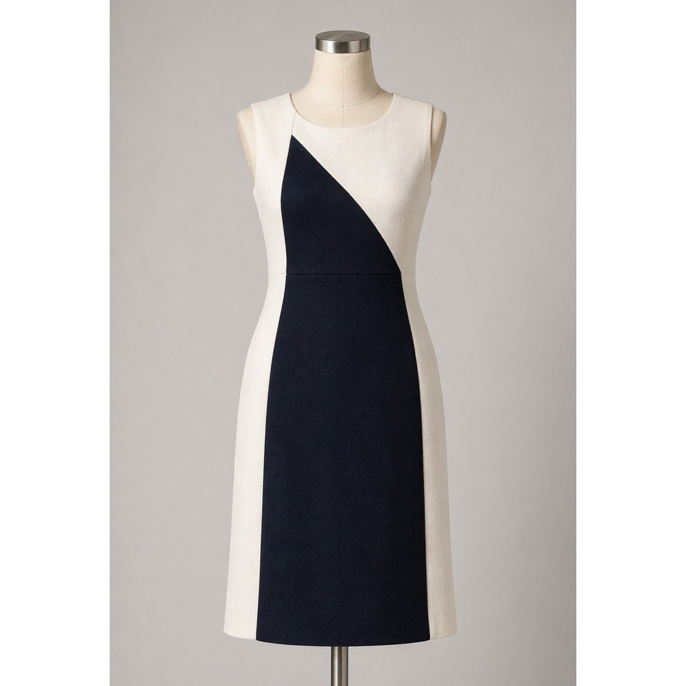 Ruby Belle Navy and White Sheath Dress Sleeveless Size 4 Career Classic Cocktail